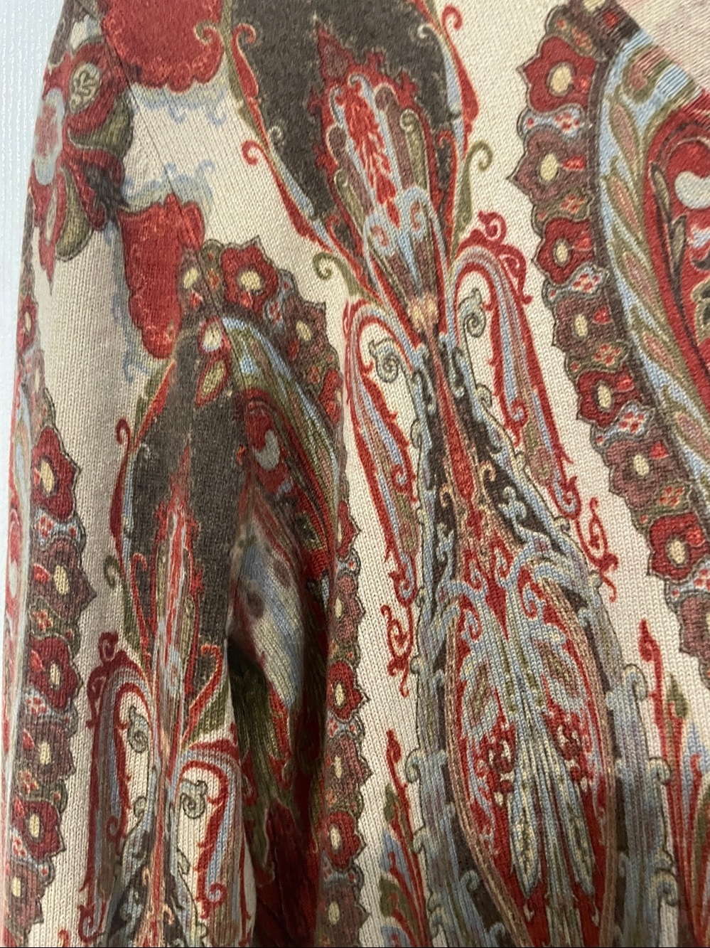Neiman Marcus 100% Pure Cashmere Paisley Cardigan Sweater Size L - Picture 5 of 7